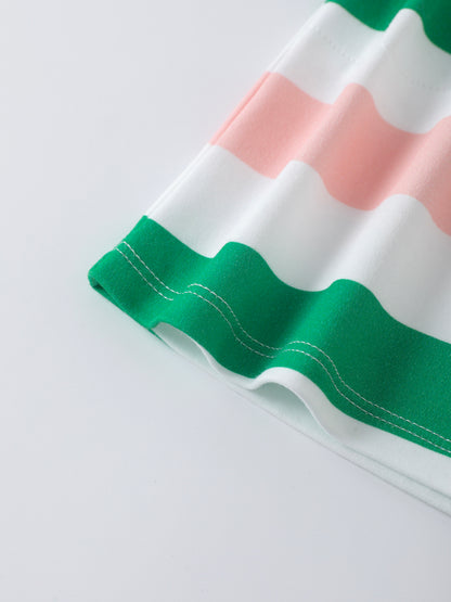 Girls Stripy Short Sleeves Dress