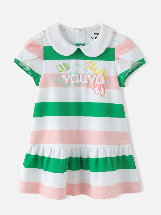 Baby Girls Stripy Tulip Sleeves Dress