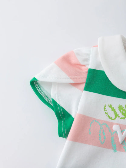 Baby Girls Stripy Tulip Sleeves Dress