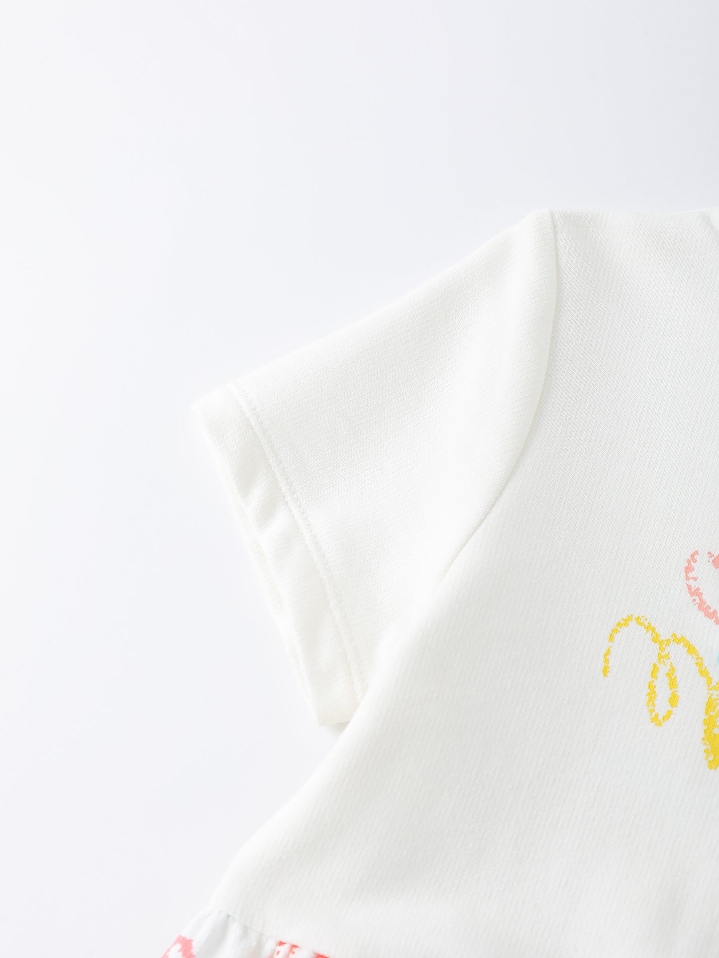 Girls Short Sleeves Two-Tone Dress