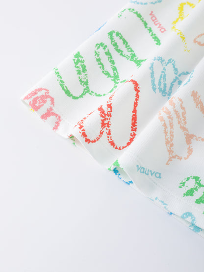 Girls Short Sleeves Two-Tone Dress