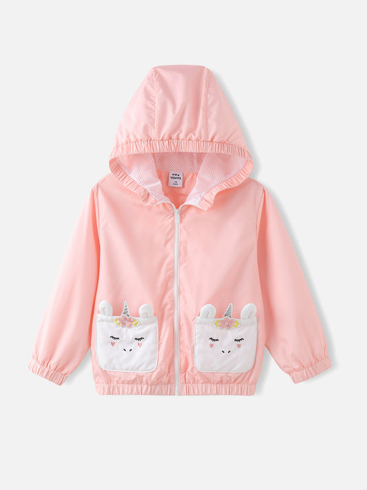 Girls Unicorn Hooded Windbreaker