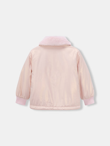 Girls Cozy Plush Jacket with Quilted Padded Lining
