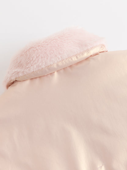 Girls Cozy Plush Jacket with Quilted Padded Lining