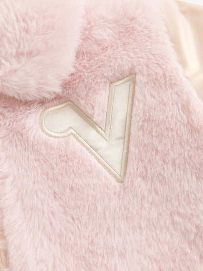 Girls Cozy Plush Jacket with Quilted Padded Lining