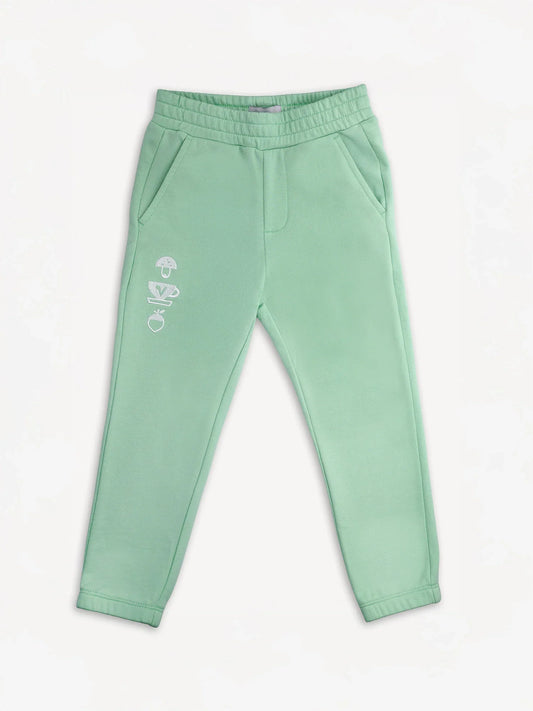 Kids Mint Green Embroidery Sweatpants