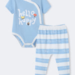 Baby short sleeve stripes bodysuit and leggings set
