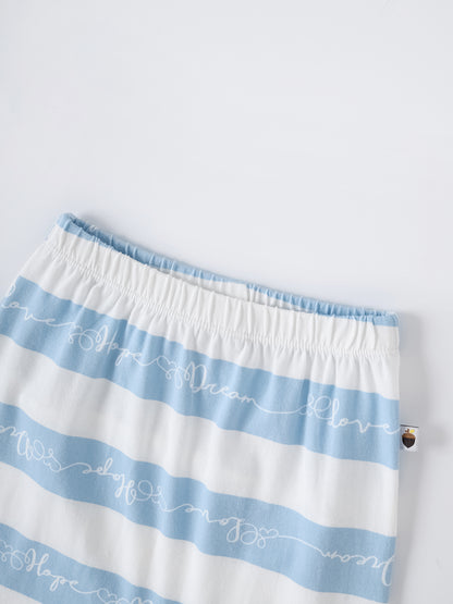 Baby short sleeve stripes bodysuit and leggings set
