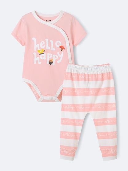 Baby short sleeve stripes bodysuit and leggings set
