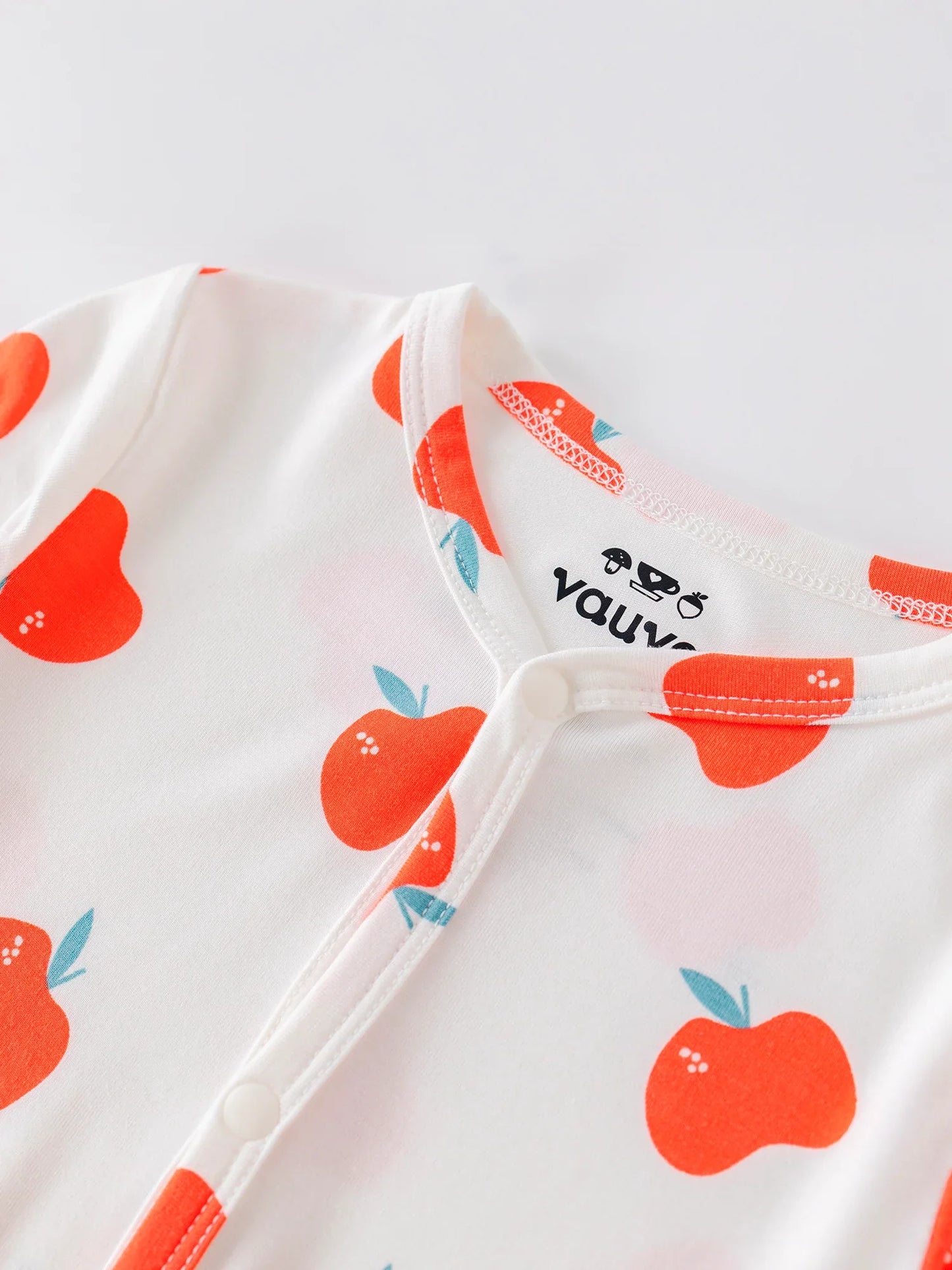 Baby Bamboo Apple Print Long‑Sleeved Romper Set