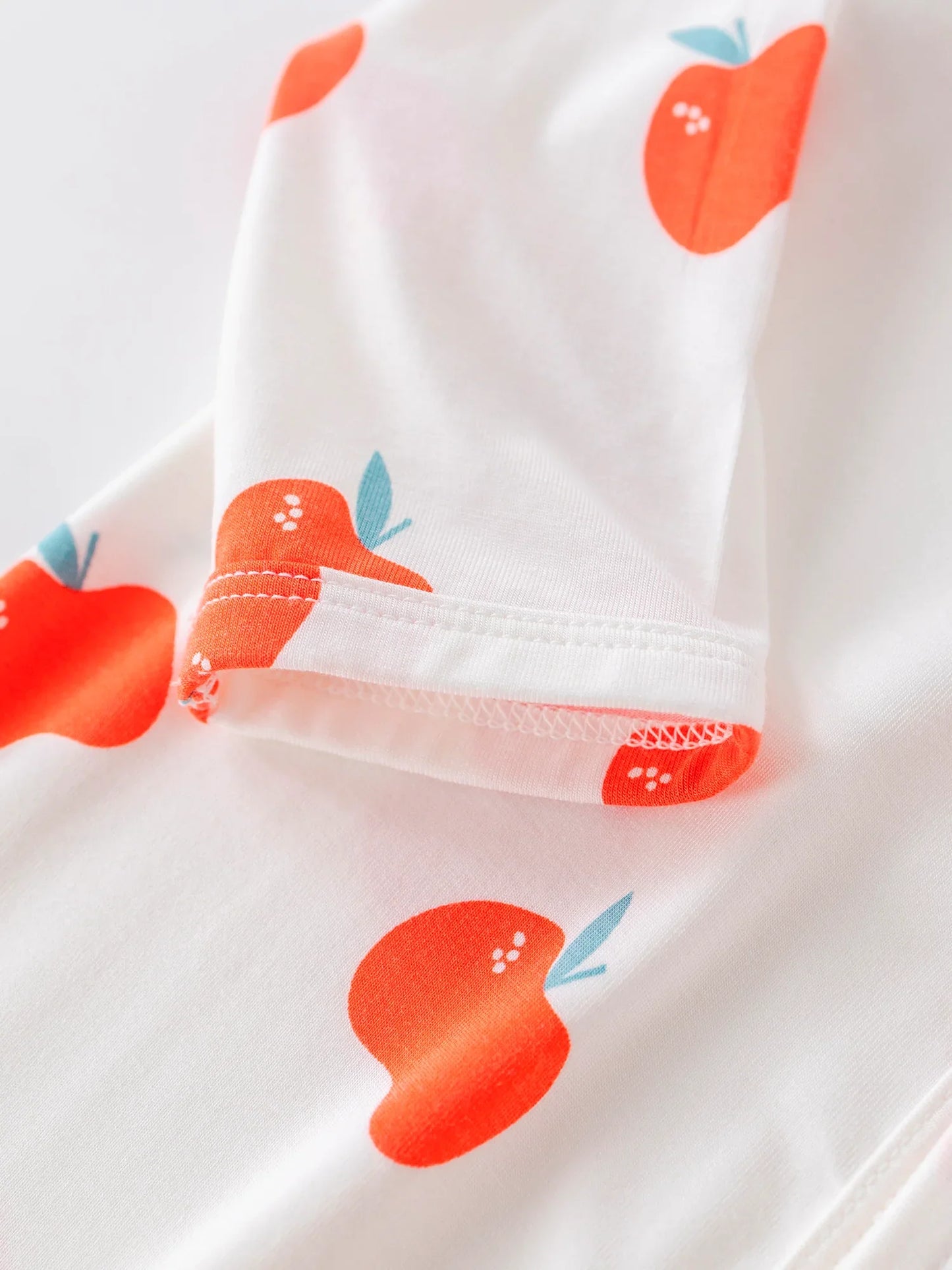 Baby Bamboo Apple Print Long‑Sleeved Romper Set