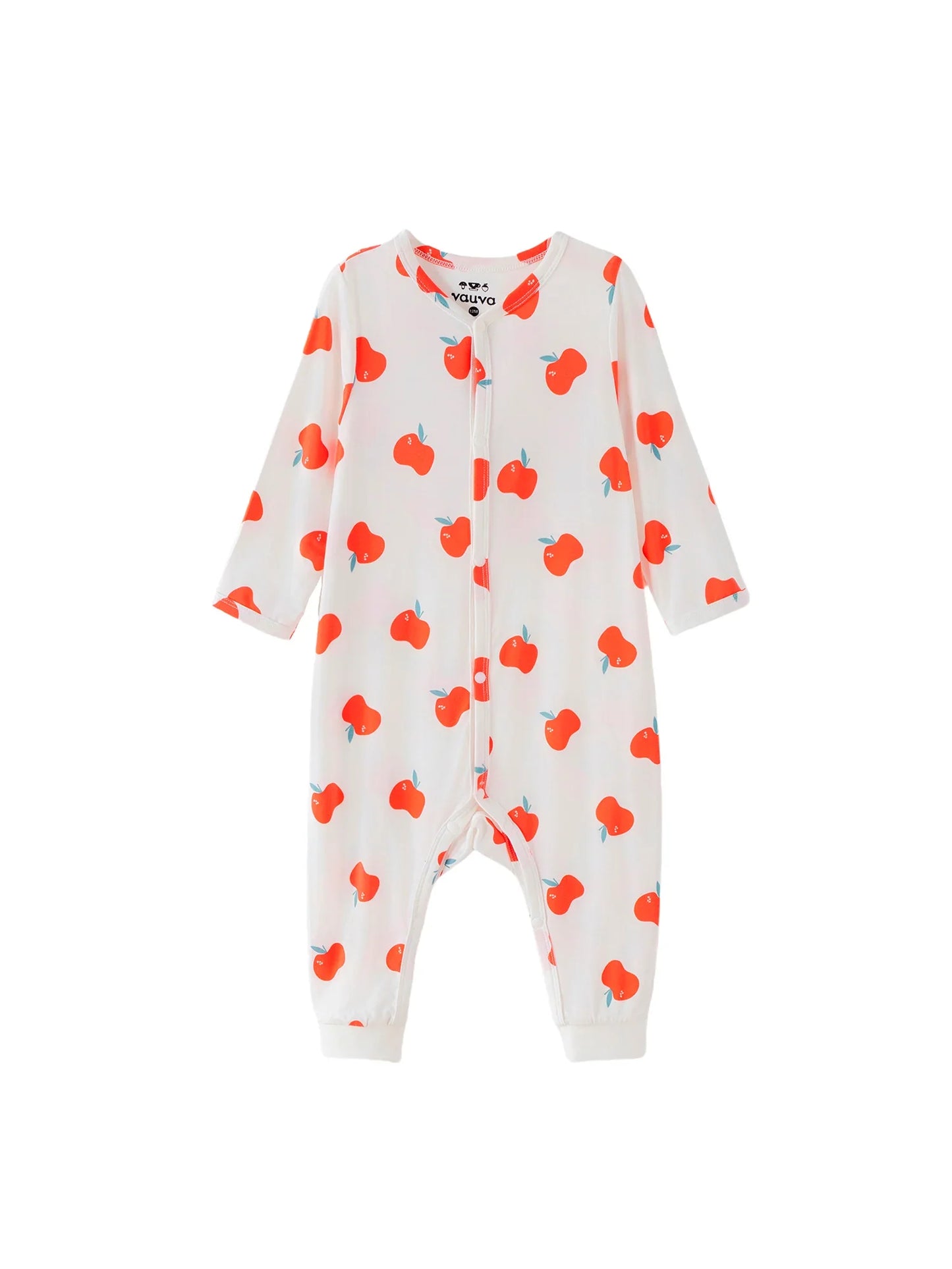 Baby Bamboo Apple Print Long‑Sleeved Romper Set