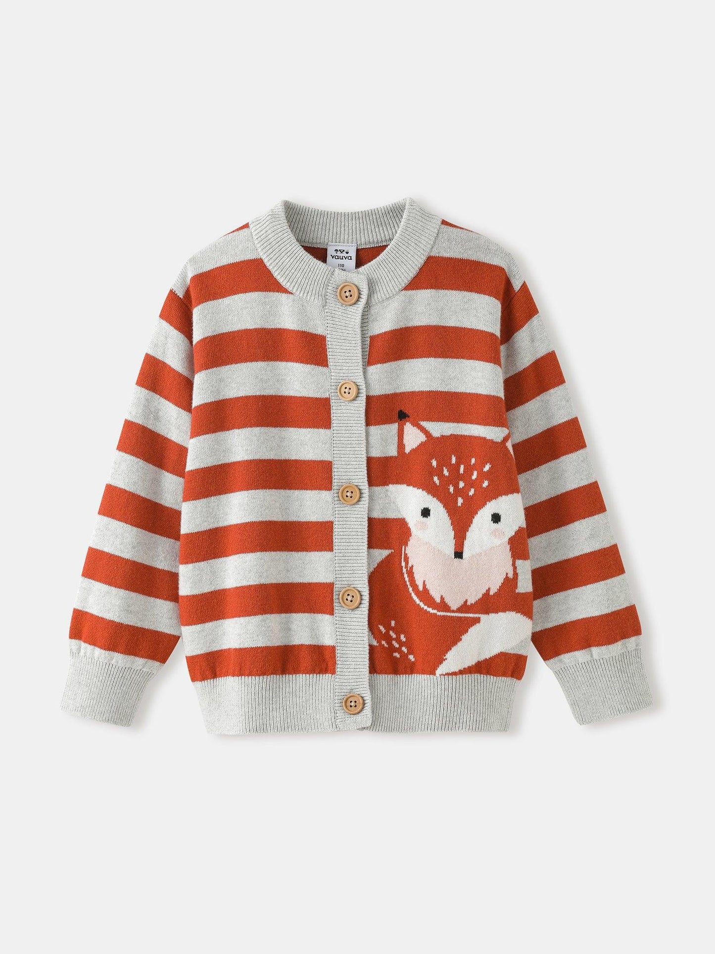 Kids' Striped Fox Knit Cardigan
