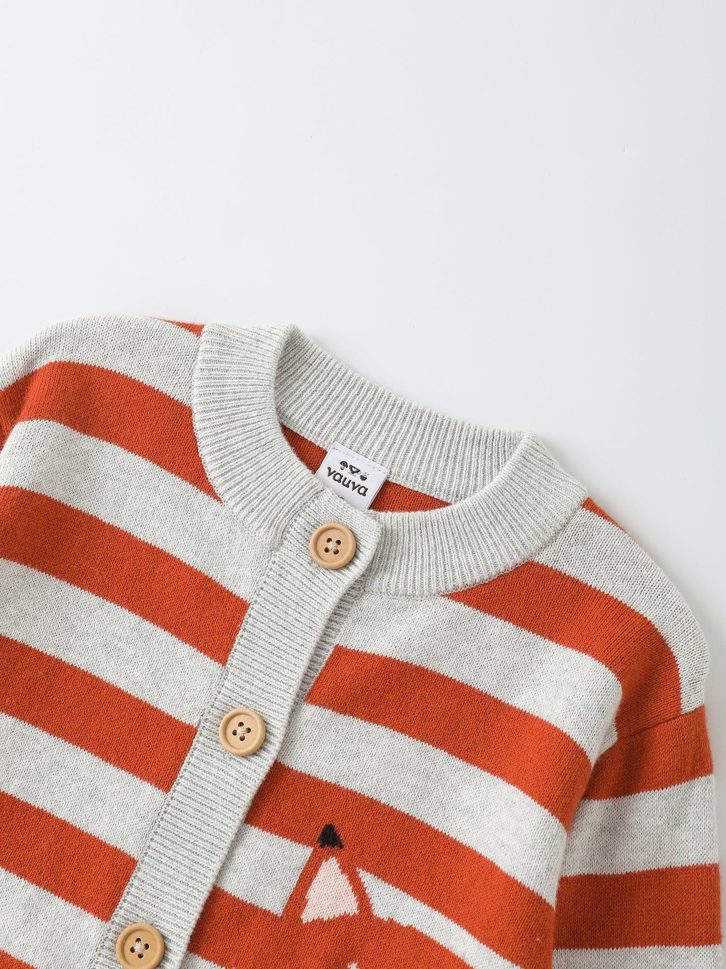 Kids' Striped Fox Knit Cardigan