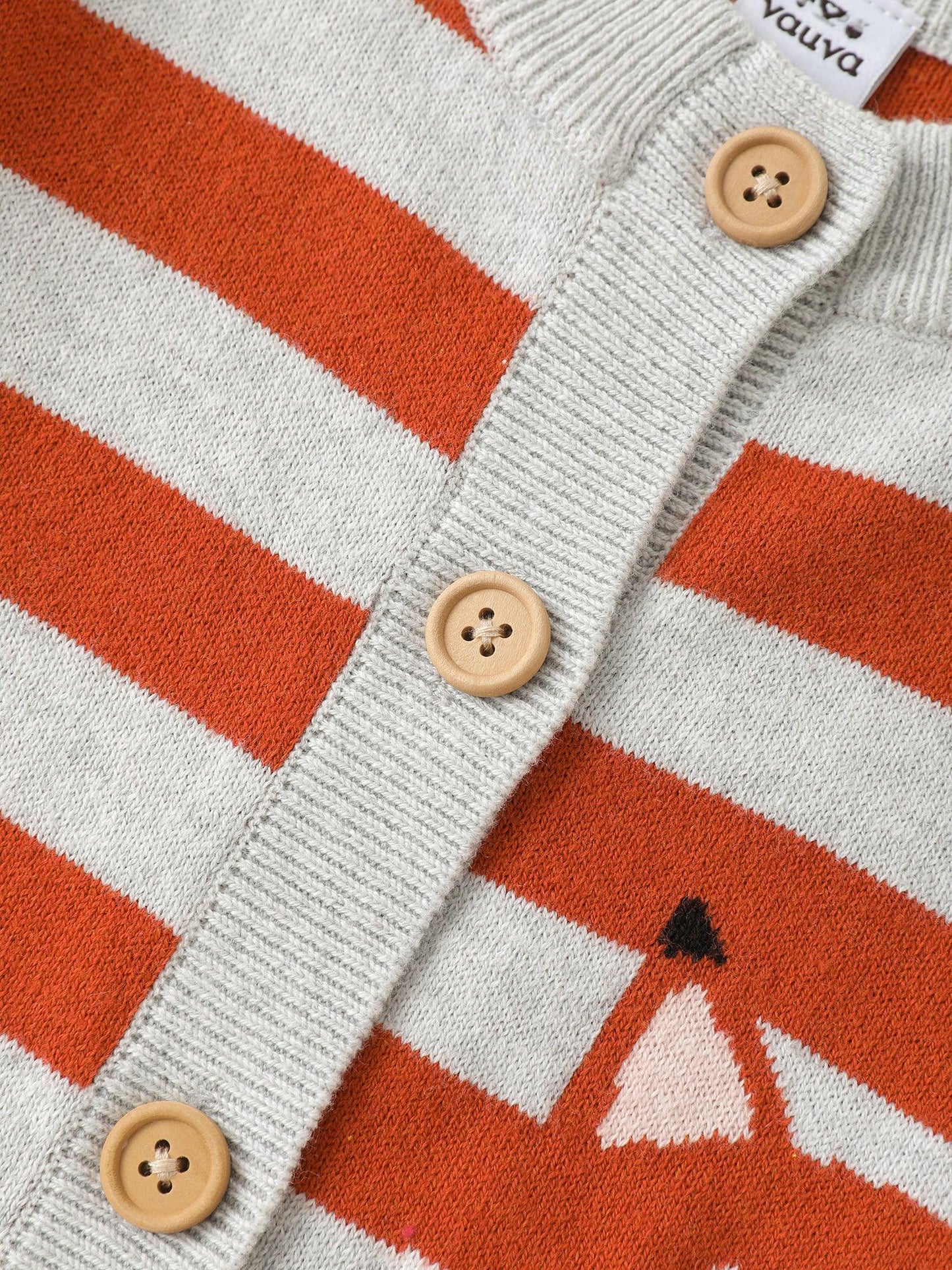 Kids' Striped Fox Knit Cardigan