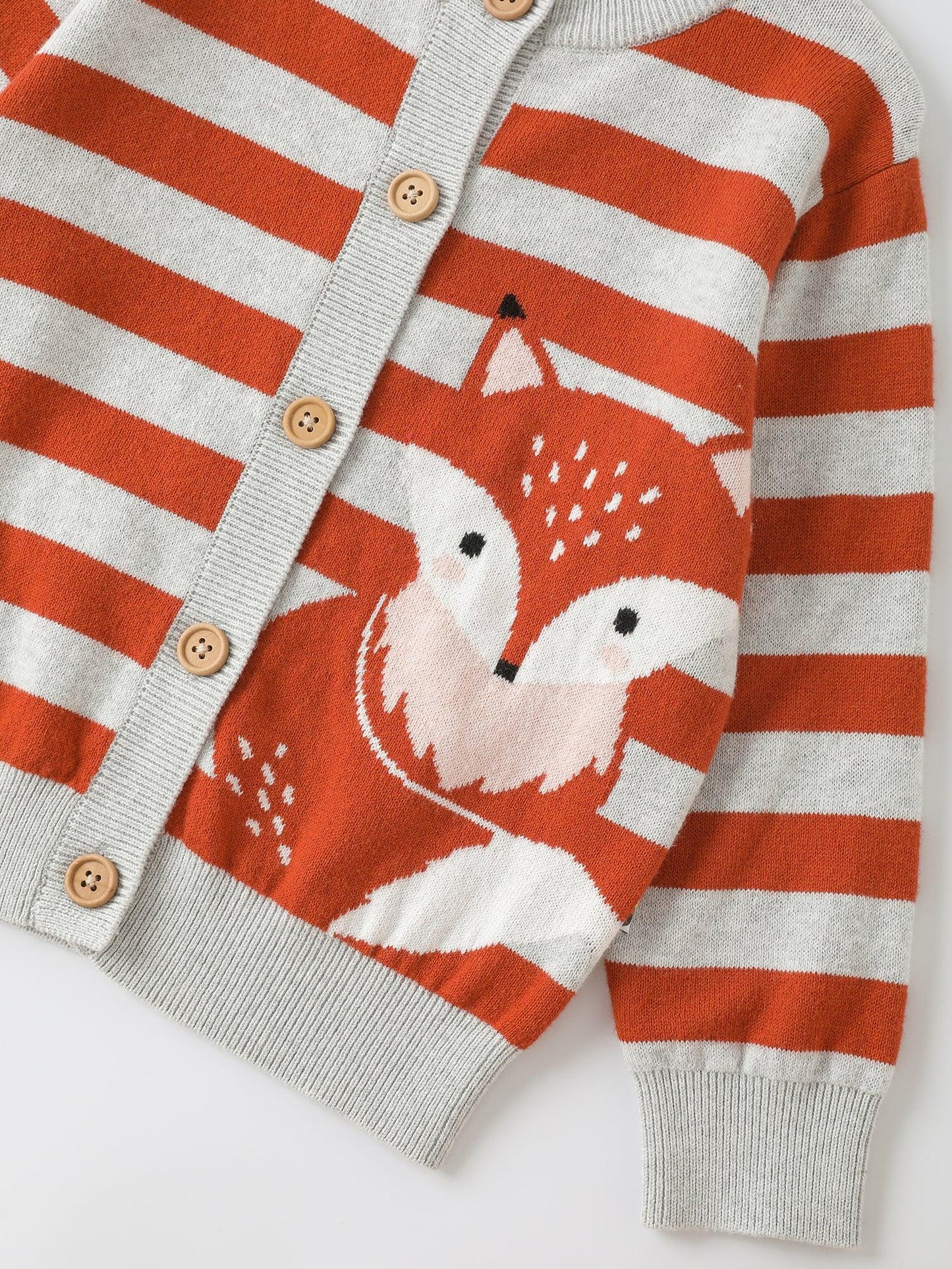 Kids' Striped Fox Knit Cardigan