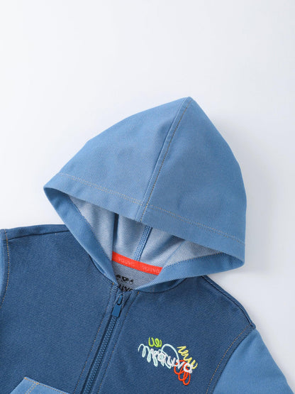 Baby's Jersey Denim Zipped Hoodie