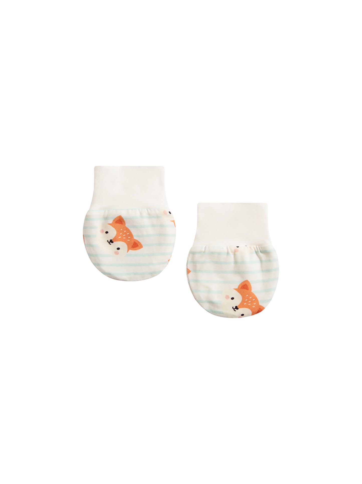 Baby Fox Blue Stripe Cotton Mittens