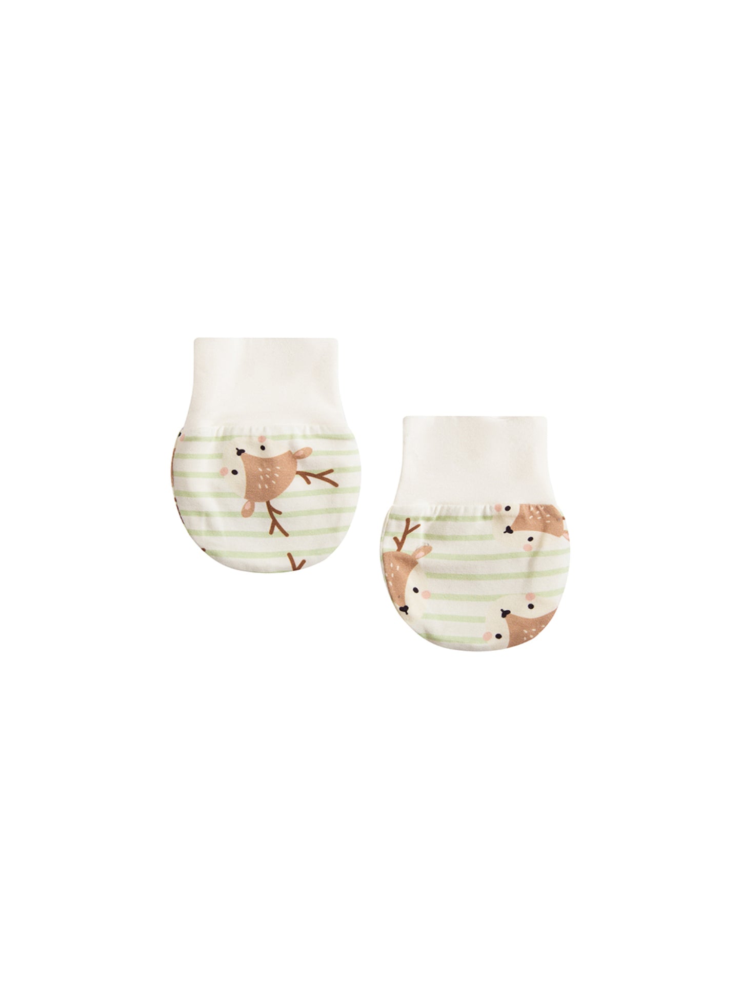 Baby Deer Stripe Cotton Mittens