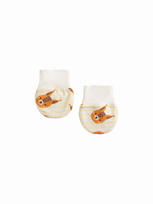 Baby Squirrel Stripe Cotton Mittens
