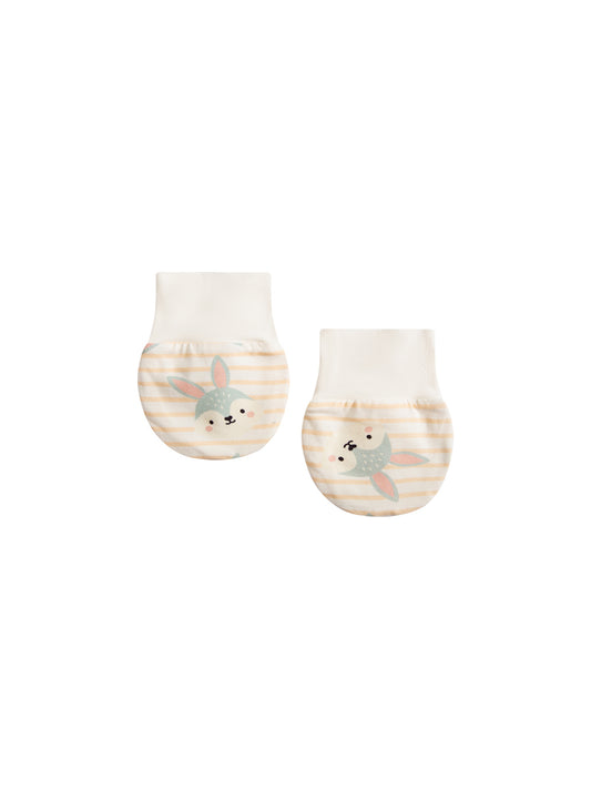 Baby Bunny Stripe Cotton Mittens