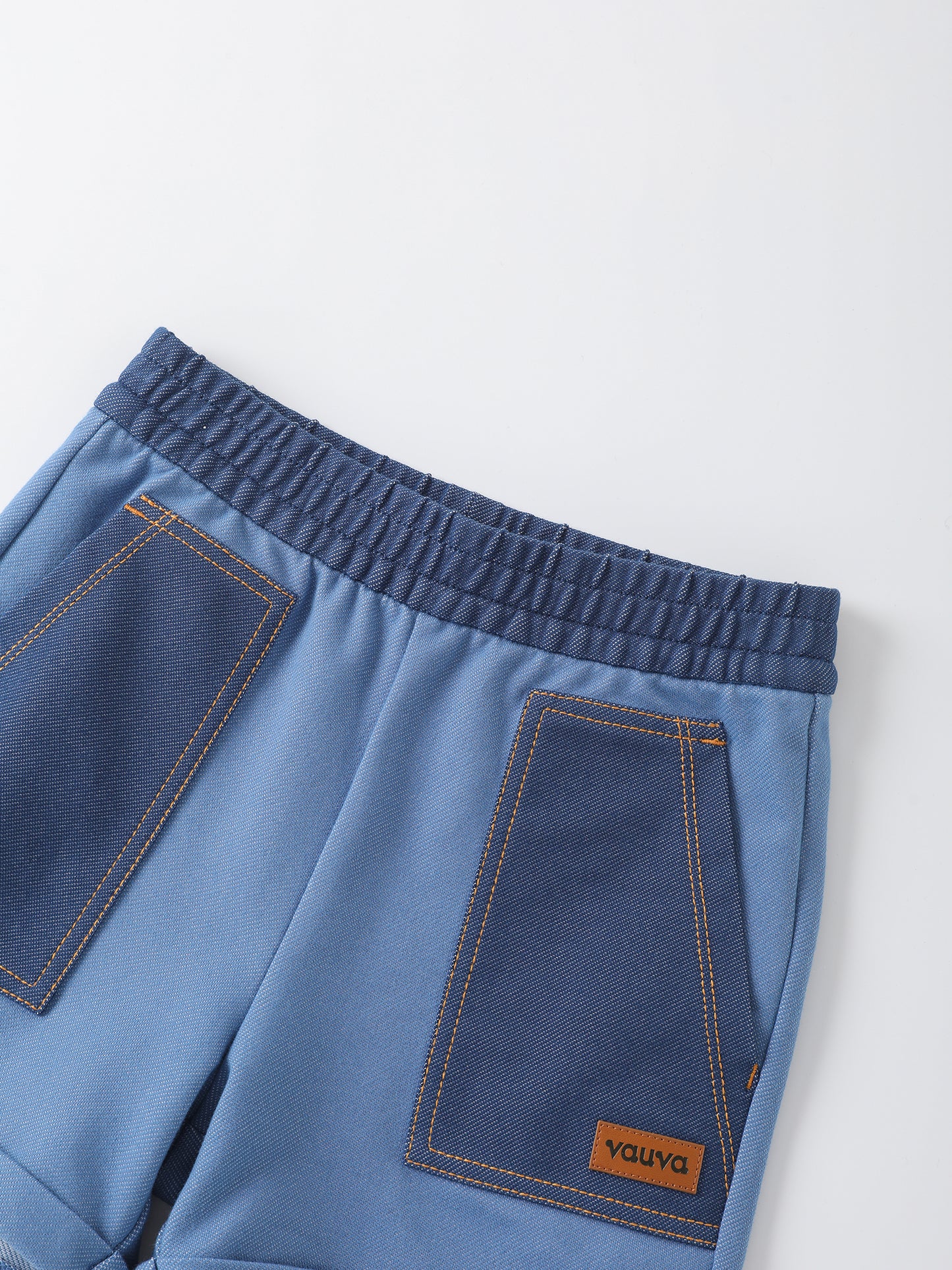 Kids Two-Tone Jersey Denim Rolled Hem Shorts