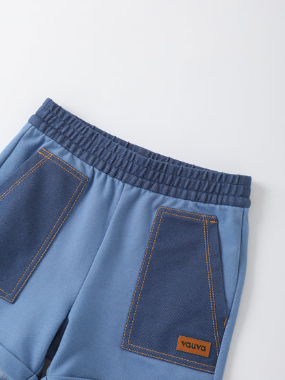 Kids Two-Tone Jersey Denim Rolled Hem Shorts