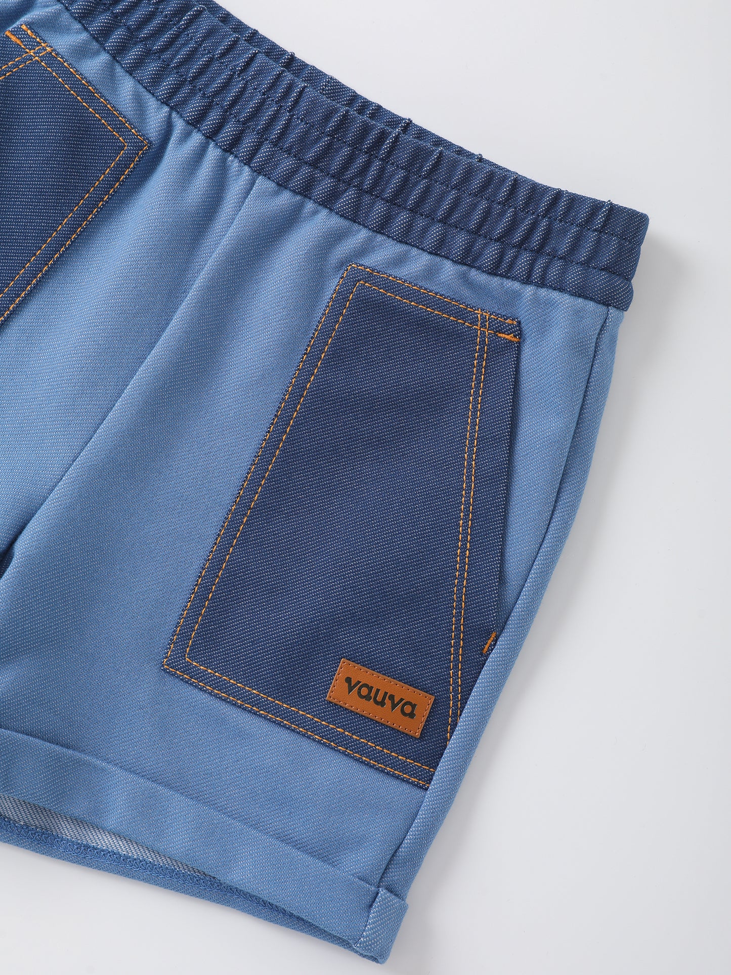 Kids Two-Tone Jersey Denim Rolled Hem Shorts