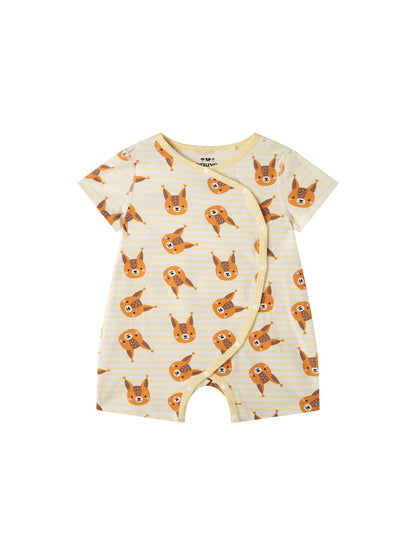 Baby Animal All‑Over Print Cotton Short Romper 7‑Piece Set