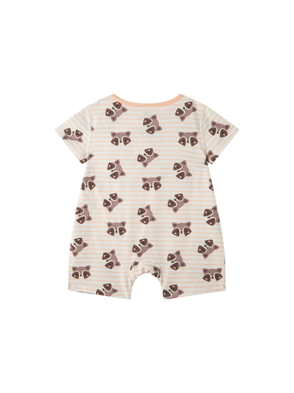 Baby Animal All‑Over Print Cotton Short Romper 7‑Piece Set