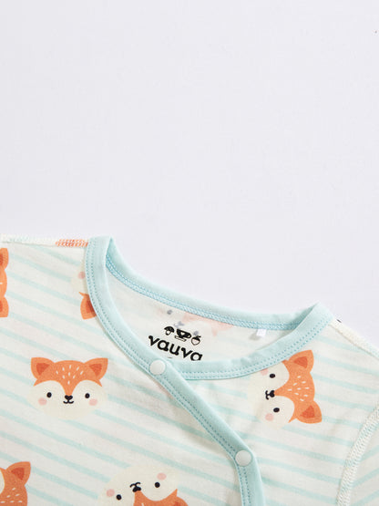 Baby Animal All‑Over Print Cotton Short Romper 7‑Piece Set