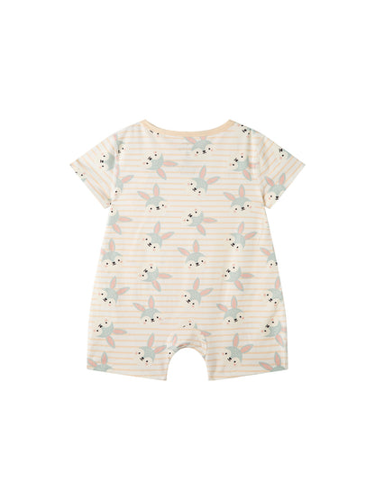 Baby Animal All‑Over Print Cotton Short Romper 7‑Piece Set