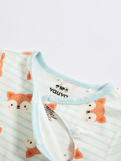 Baby Animal All‑Over Print Cotton Short Romper 7‑Piece Set