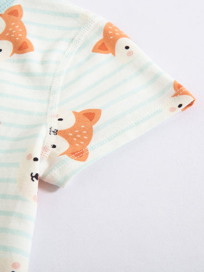 Baby Animal All‑Over Print Cotton Short Romper 7‑Piece Set