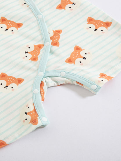 Baby Animal All‑Over Print Cotton Short Romper 7‑Piece Set