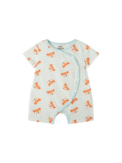 Baby Animal All‑Over Print Cotton Short Romper 7‑Piece Set
