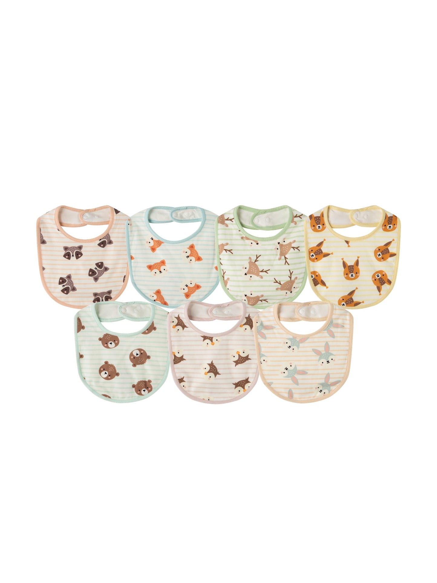 Baby Animal Print Cotton Bibs 7‑Piece Set