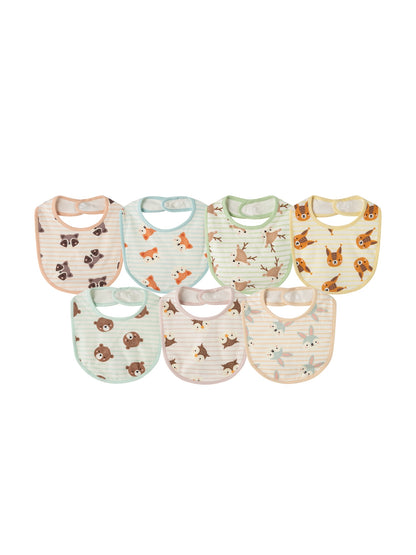 Baby Animal Print Cotton Bibs 7‑Piece Set