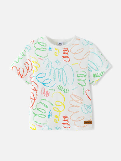 Kids Allover Scribble Print Tee