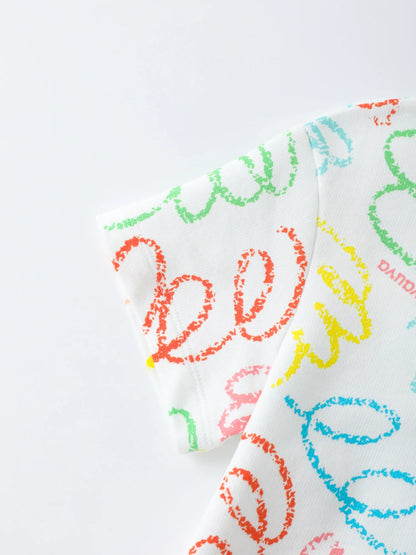 Kids Allover Scribble Print Tee