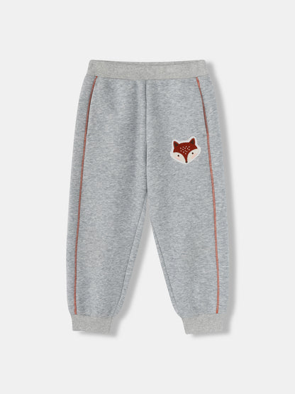 Kids Fox Patch Fleece-Lined Jogger Pants