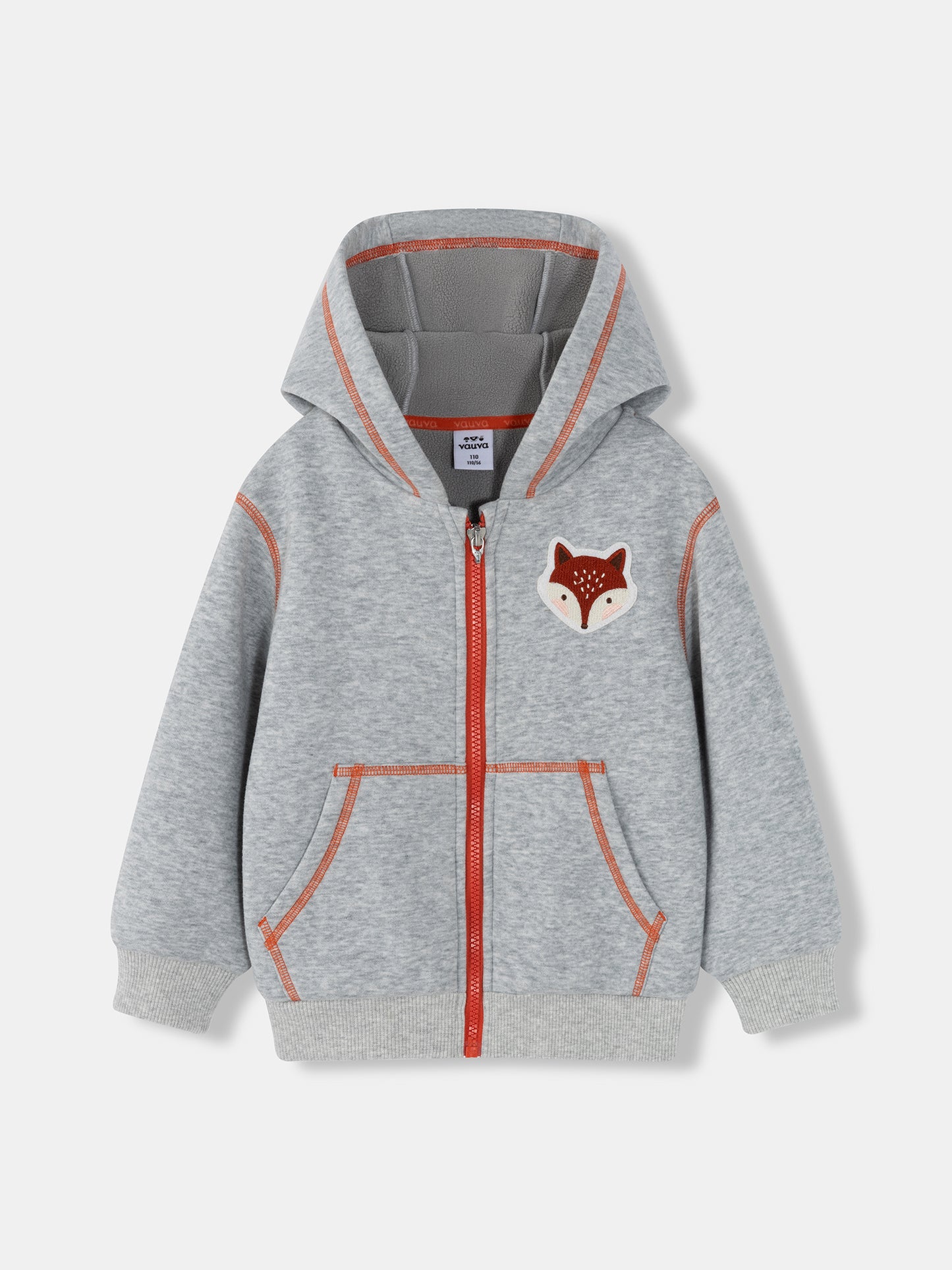 Kids Fox Patch Fleece-Lined Zip-Up Jackets