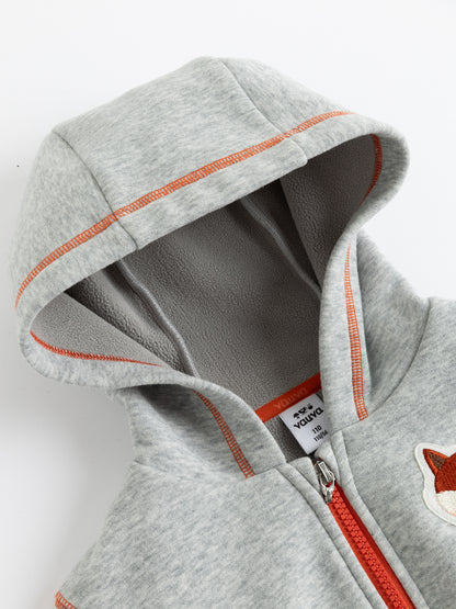 Kids Fox Patch Fleece-Lined Zip-Up Jackets
