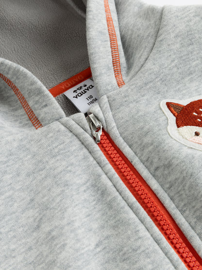 Kids Fox Patch Fleece-Lined Zip-Up Jackets