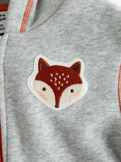 Kids Fox Patch Fleece-Lined Zip-Up Jackets