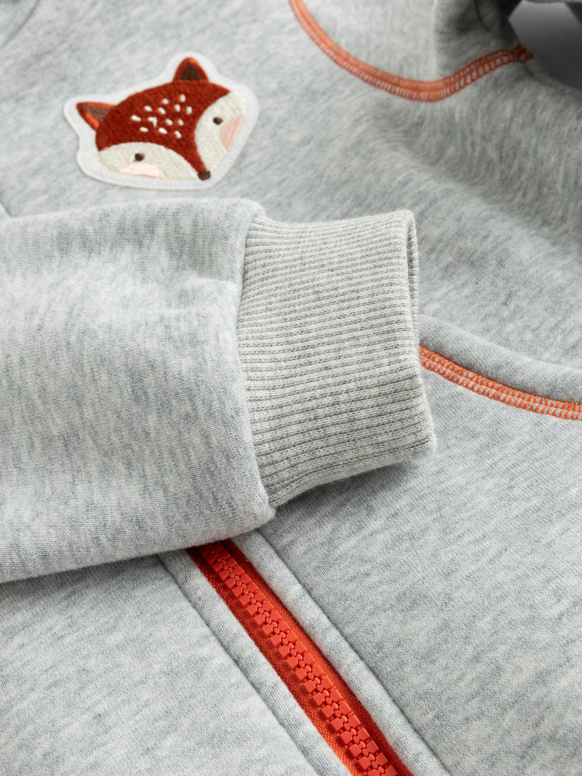 Kids Fox Patch Fleece-Lined Zip-Up Jackets