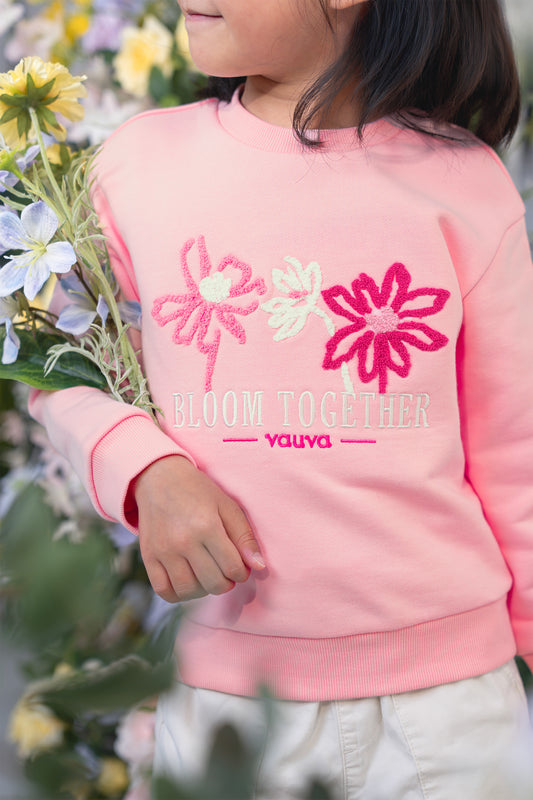 Girls Bloom Together Embroidered Sweatshirt