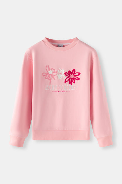 Girls Bloom Together Embroidered Sweatshirt