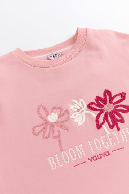 Girls Bloom Together Embroidered Sweatshirt