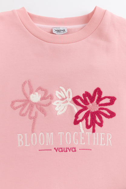 Girls Bloom Together Embroidered Sweatshirt